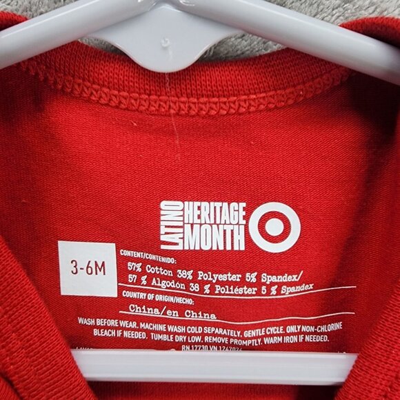 Latino Heritage Month Baby Bodysuit Mas Amor Por Favor Short Sleeve Red 3-6M - Picture 4 of 6